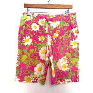 Lily Pulitzer Women's Pink Daisy Floral, Resort Fit Bermuda Shorts, Size 6